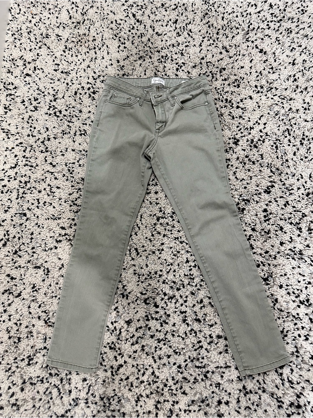 Jessica Simpson Rolled Crop Skinny Jeans - Olive/Sage Green - Size 4/27” inseam
